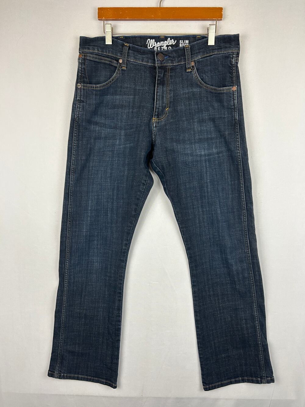 Wrangler Retro Slim Boot Blue Denim Jeans  77MWZDX Men's Size 32x32